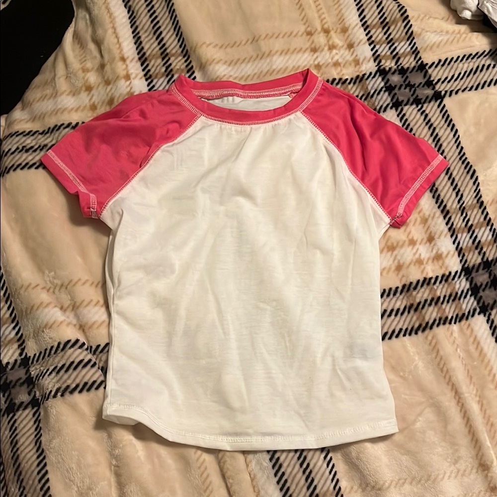 Kids' Pink and White Raglan Shirt